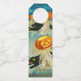 Vintage Halloween Pumpkin-Geister und Schwarze Kat Flaschenanhänger