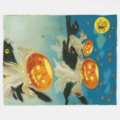 Vintage Halloween Pumpkin-Geister und Schwarze Kat Fleecedecke (Vorderseite (Horizontal))