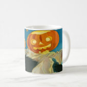 Vintage Halloween Pumpkin-Geister und Schwarze Kat Kaffeetasse (VorderseiteRechts)