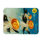Vintage Halloween Pumpkin-Geister und Schwarze Kat Magnet (Horizontal)
