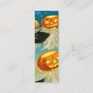 Vintage Halloween Pumpkin-Geister und Schwarze Kat Mini Visitenkarte