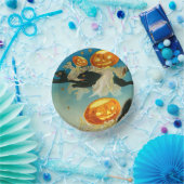 Vintage Halloween Pumpkin-Geister und Schwarze Kat Pappteller (Party)