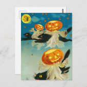 Vintage Halloween Pumpkin-Geister und Schwarze Kat Postkarte (Vorne/Hinten)