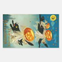 Vintage Halloween Pumpkin-Geister und Schwarze Kat