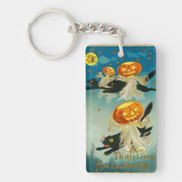 Vintage Halloween Pumpkin-Geister und Schwarze Kat Schlüsselanhänger