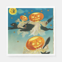 Vintage Halloween Pumpkin-Geister und Schwarze Kat