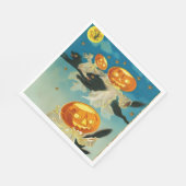 Vintage Halloween Pumpkin-Geister und Schwarze Kat Serviette (Ecke)