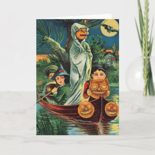 Vintage Halloween Pumpkin-Ghost-Karte Karte