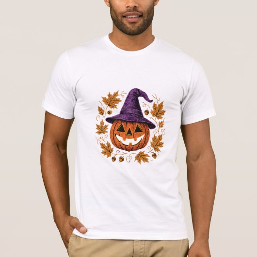 Vintage Halloween Pumpkin-Illustration T-Shirt (Vorderseite)
