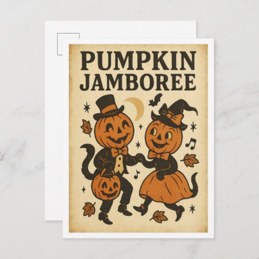 Vintage Halloween Pumpkin Jamboree Postkarte (Vorne/Hinten)