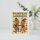 Vintage Halloween Pumpkin Jamboree Postkarte (Stehend Vorderseite)