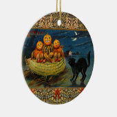 Vintage Halloween Pumpkins Black Cat Keramik Ornament (Rechts)