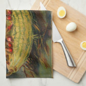 Vintage Halloween Pumpkins Black Cat Küchentuch (Viertel Falte)