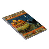 Vintage Halloween Pumpkins Black Cat Notizblock (Rechte Seite)