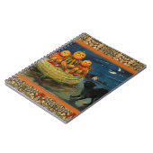 Vintage Halloween Pumpkins Black Cat Notizblock (Linke Seite)