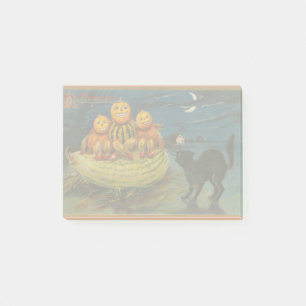 Vintage Halloween Pumpkins Black Cat Post-it Klebezettel