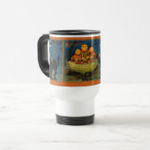 Vintage Halloween Pumpkins Black Cat Reisebecher (Vorderseite Links)