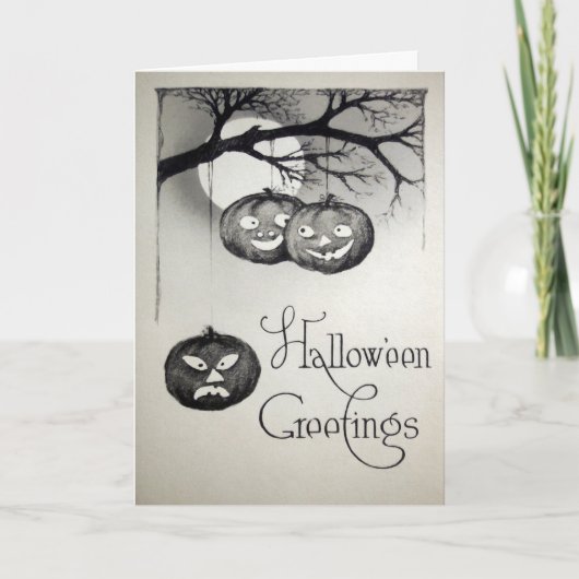 Vintage Halloween Pumpkins Card Feiertagskarte (Vorderseite)