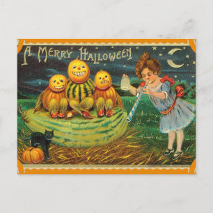 Vintage Halloween Pumpkins Card Feiertagspostkarte