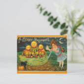 Vintage Halloween Pumpkins Card Feiertagspostkarte (Stehend Vorderseite)