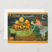 Vintage Halloween Pumpkins Card Feiertagspostkarte (Vorne/Hinten)