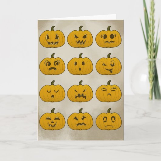 Vintage Halloween Pumpkins-Faltkarte Karte (Vorderseite)