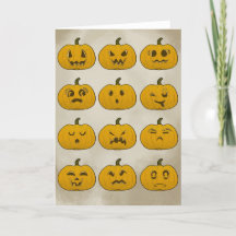 Vintage Halloween Pumpkins-Faltkarte