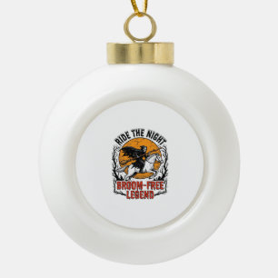 Vintage Halloween-Reiter Besenfreie Gruselige Kuns Keramik Kugel-Ornament