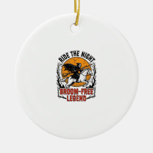 Vintage Halloween-Reiter Besenfreie Gruselige Kuns Keramik Ornament