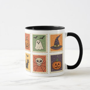 Vintage Halloween Retro-Briefmarke Tasse