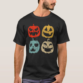 Vintage Halloween Retro-Kürbis-Emotionen Familie K T-Shirt