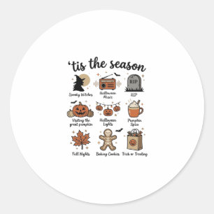 Vintage-Halloween-Saison-Checkliste-Shirt-Design_1 Runder Aufkleber