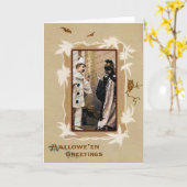 Vintage Halloween-Schablonen-Karte Karte (Gelbe Blume)