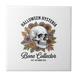 Vintage-Halloween-Schädel-Knochen-Sammler-Shirt-De Fliese