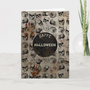 Vintage-Halloween-Schädel mit Happy Halloween in D Karte
