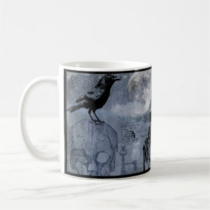 Vintage-Halloween-Schädel und -Krähe anpassen Kaffeetasse