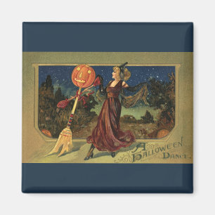 Vintage Halloween, schöne tanzende Hexe Magnet