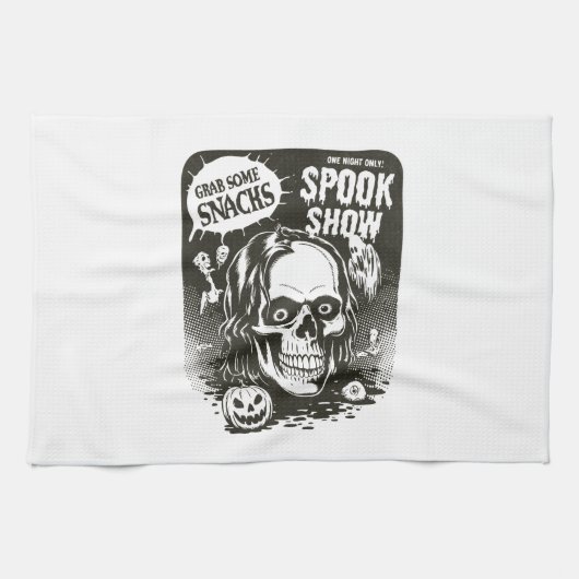 Vintage-Halloween-Schreckensshow Geschirrtuch (Horizontal)