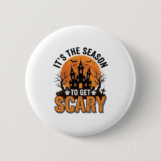Vintage-Halloween-Schreckliche-Saison-Verhextes-Sc Button (Vorderseite)