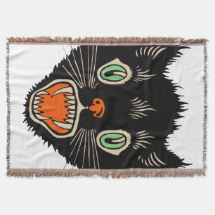 Vintage Halloween-Schwarze Katze Decke