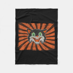 Vintage-Halloween-Schwarze-Katze-Fan-Fun-Geschenk- Fleecedecke