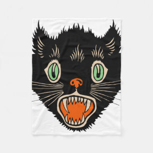 Vintage Halloween-Schwarze Katze Fleecedecke