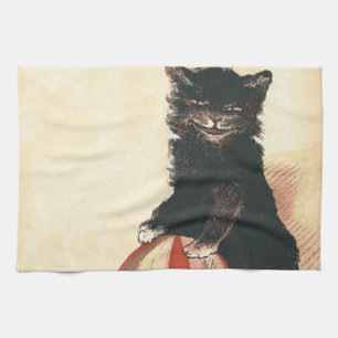 Vintage HALLOWEEN schwarze Katze Handtuch