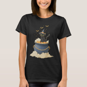 Vintage-Halloween-Schwarze-Katze-im-Kessel-T-Shirt T-Shirt