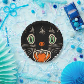 Vintage Halloween-Schwarze Katze Pappteller (Party)