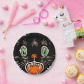 Vintage Halloween-Schwarze Katze Pappteller (Party)