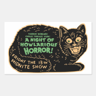 Vintage Halloween-Schwarze Katze Rechteckiger Aufkleber
