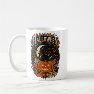 Vintage-Halloween-Schwarze-Katze-Tasse Kaffeetasse