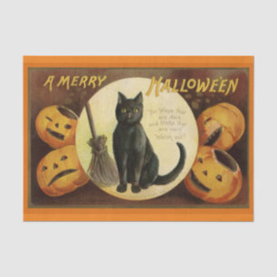 Vintage Halloween schwarze Katze und ausgehöhlte K Seidenpapier