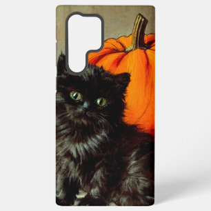 Vintage-Halloween-Schwarze Katze und Kürbisse Samsung Galaxy Hülle